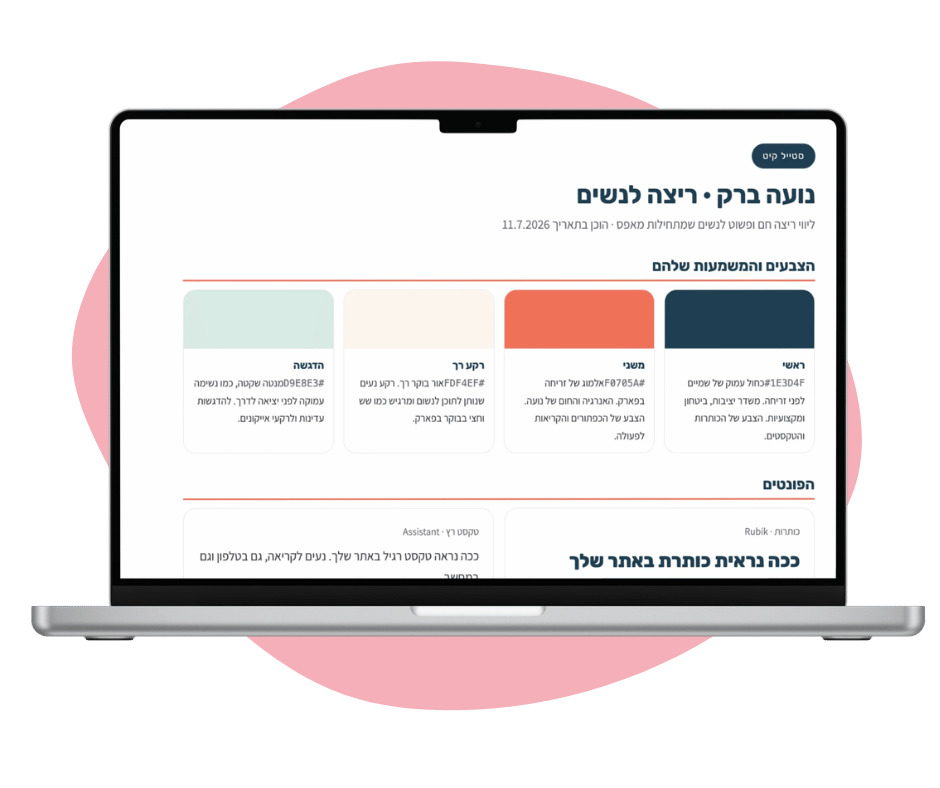 דוגמא לסטייל קיט של מותג: צבעים, פונטים וטון